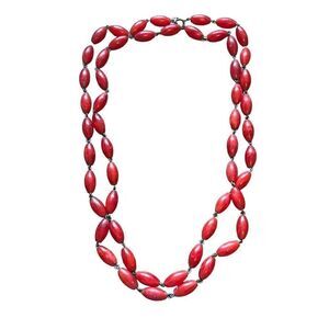 Vintage‎ Plastic Red Beaded Necklace